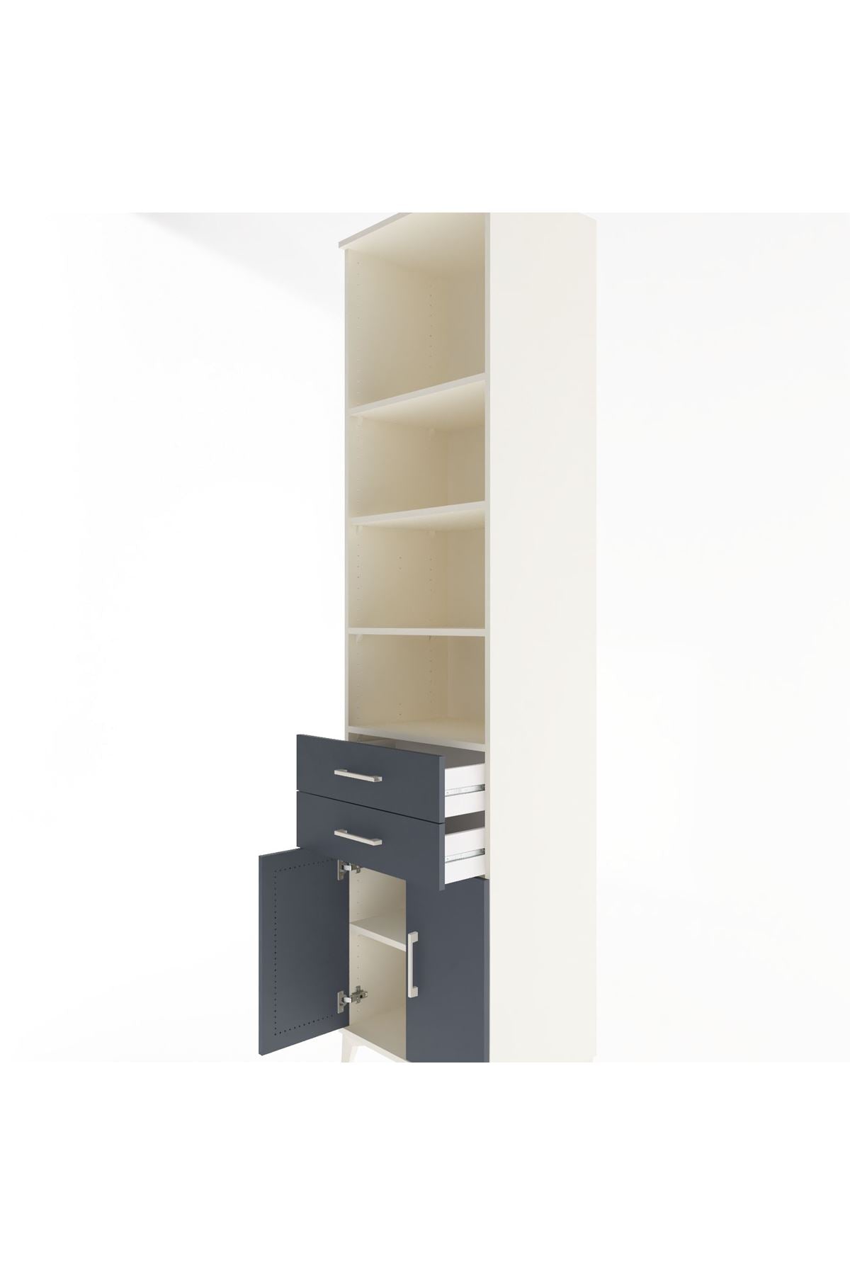 Hyperion Dolap 5 Raflı 2 Çekmeceli 2 Kapaklı 60x44x243 Aytaşı-Antrasit