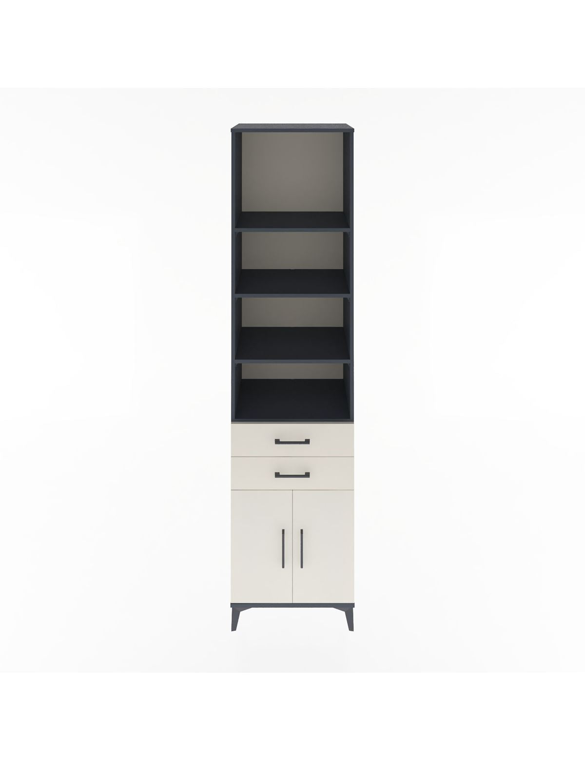 Hyperion Dolap 5 Raflı 2 Çekmeceli 2 Kapaklı 60x44x243 Antrasit-Aytaşı