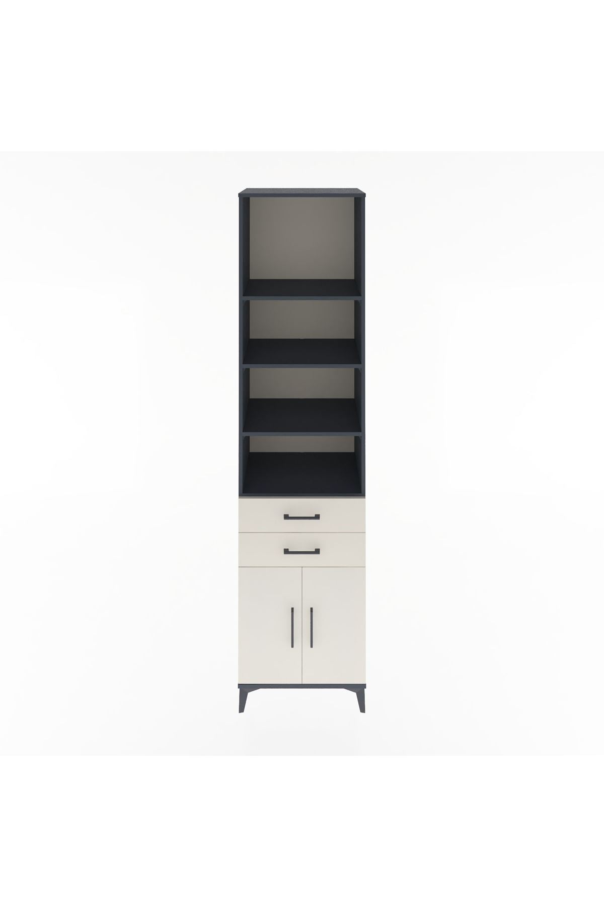 Hyperion Dolap 5 Raflı 2 Çekmeceli 2 Kapaklı 60x44x243 Antrasit-Aytaşı