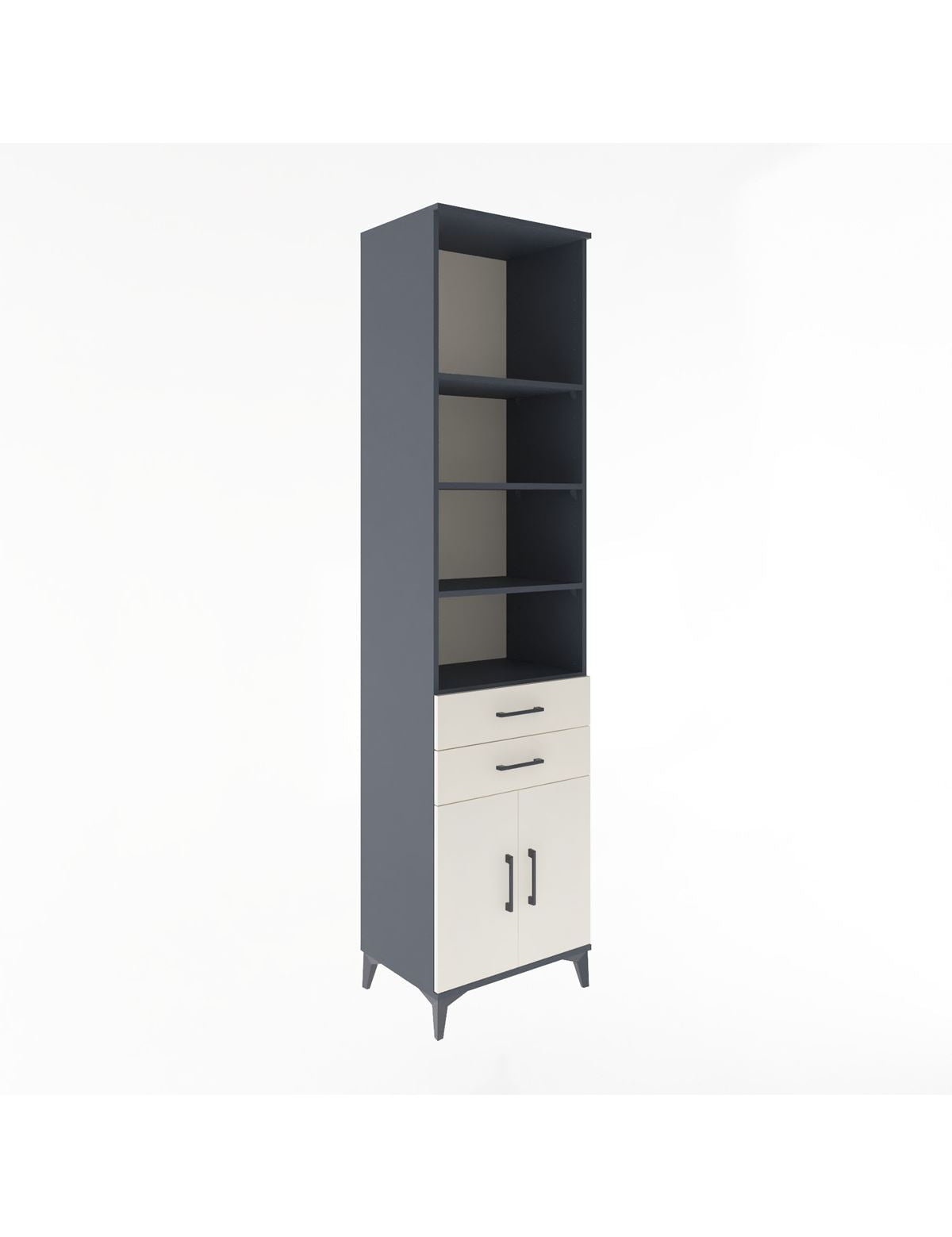 Hyperion Dolap 5 Raflı 2 Çekmeceli 2 Kapaklı 60x44x243 Antrasit-Aytaşı