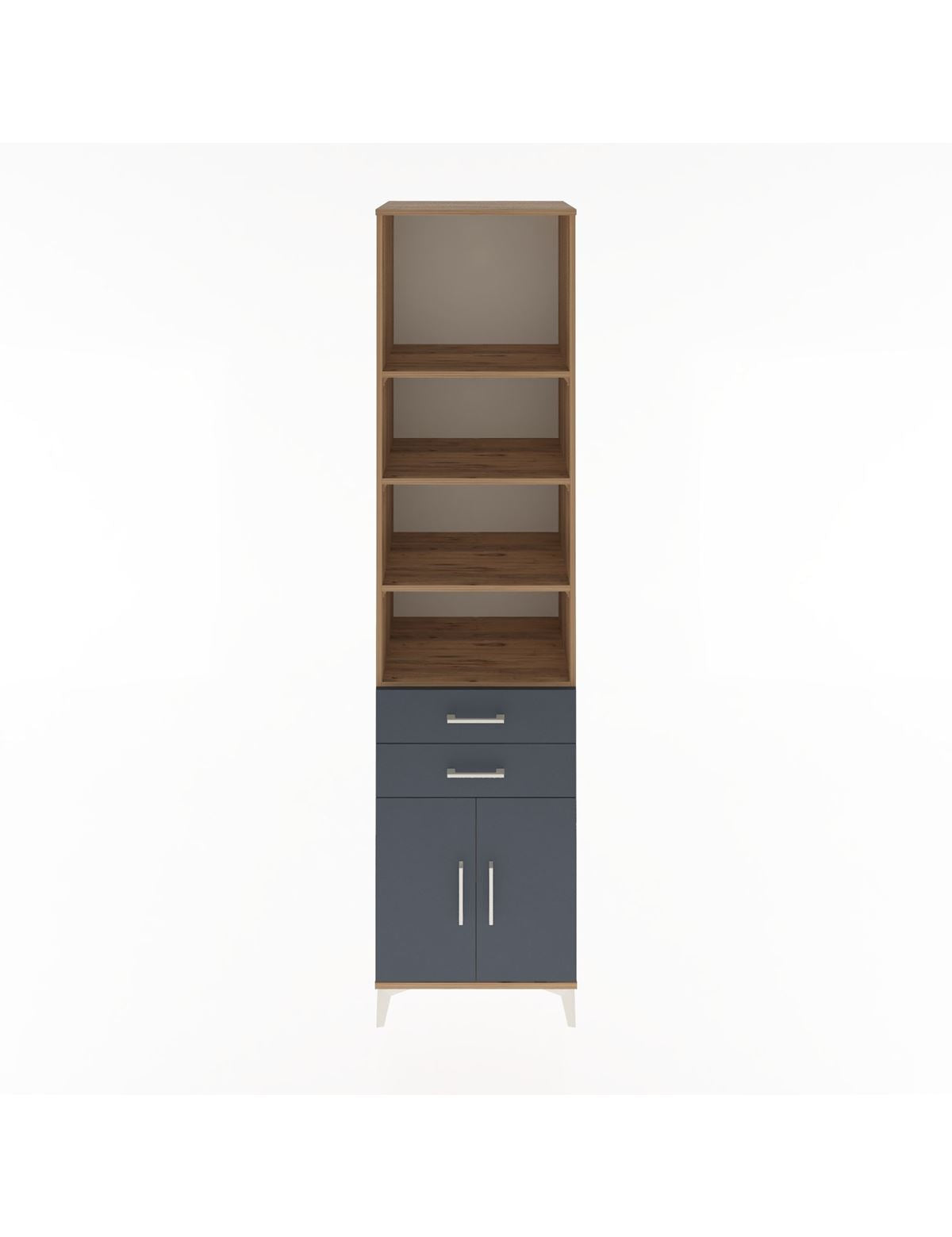 Hyperion Dolap 5 Raflı 2 Çekmeceli 2 Kapaklı 60x44x243 Çam-Antrasit