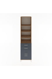 Hyperion Dolap 5 Raflı 2 Çekmeceli 2 Kapaklı 60x44x243 Çam-Antrasit