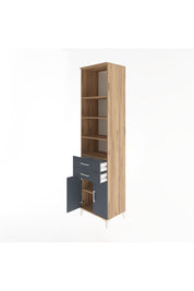 Hyperion Dolap 5 Raflı 2 Çekmeceli 2 Kapaklı 60x44x243 Çam-Antrasit