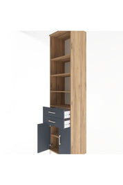 Hyperion Dolap 5 Raflı 2 Çekmeceli 2 Kapaklı 60x44x243 Çam-Antrasit