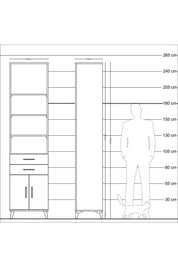 Hyperion Dolap 5 Raflı 2 Çekmeceli 2 Kapaklı 60x44x243 Çam-Antrasit