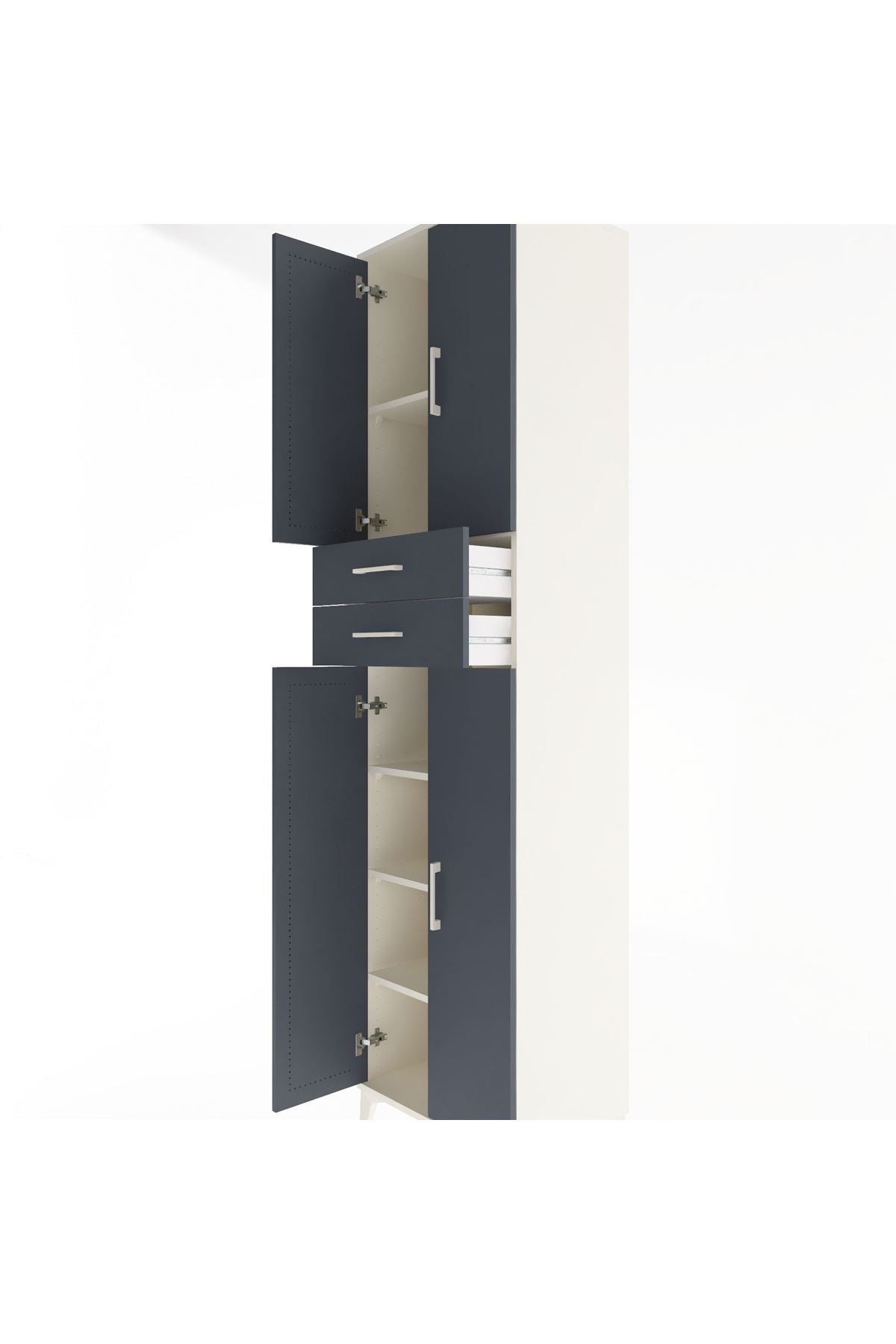 Hyperion Dolap 5 Raflı 2 Çekmeceli 4 Kapaklı 60x44x243 Aytaşı-Antrasit