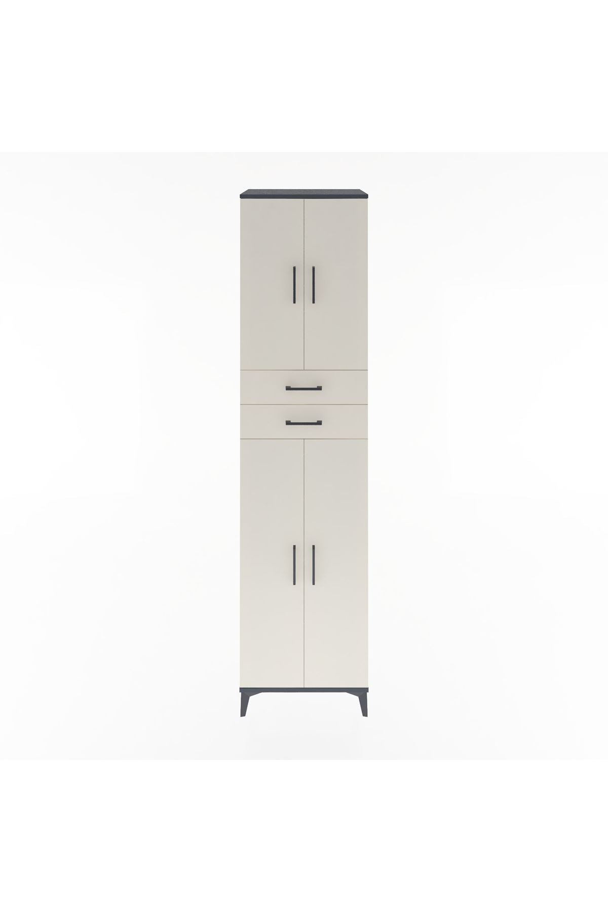 Hyperion Dolap 5 Raflı 2 Çekmeceli 4 Kapaklı 60x44x243 Antrasit-Aytaşı