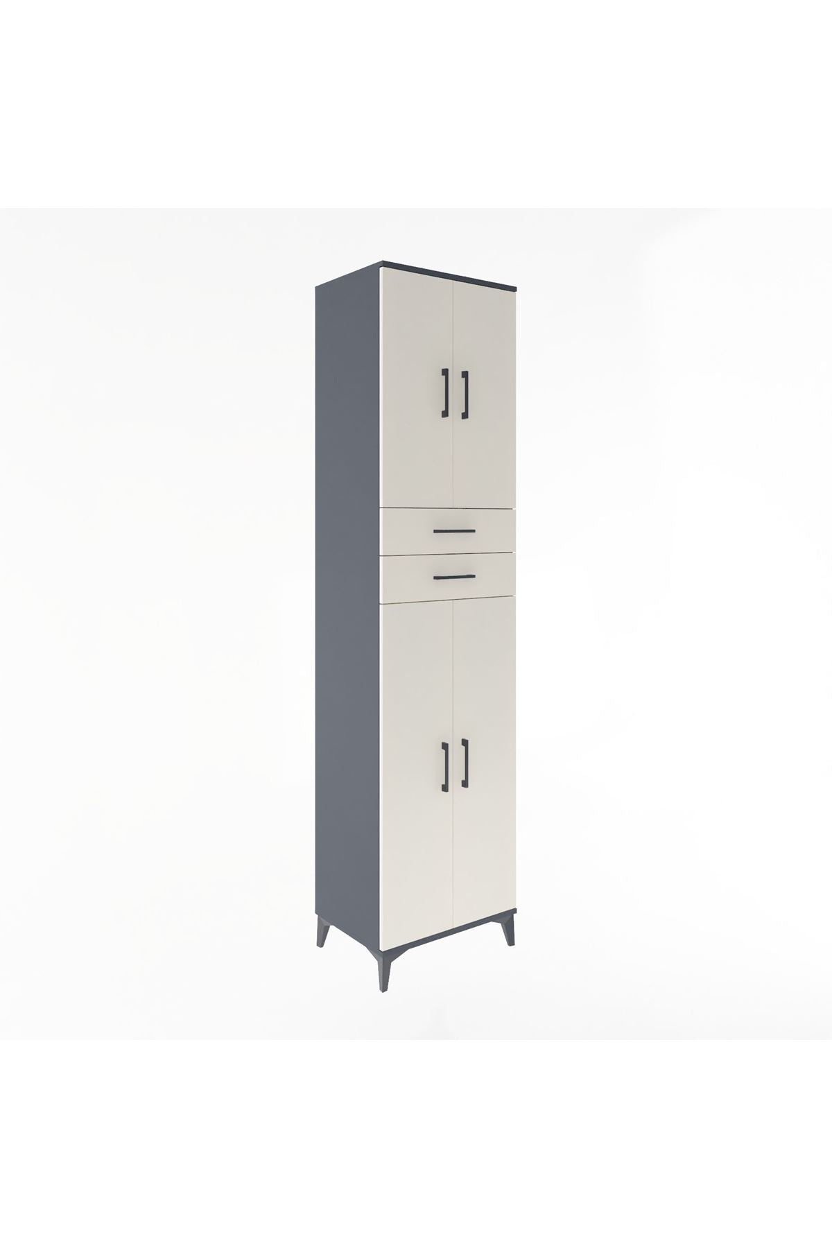 Hyperion Dolap 5 Raflı 2 Çekmeceli 4 Kapaklı 60x44x243 Antrasit-Aytaşı