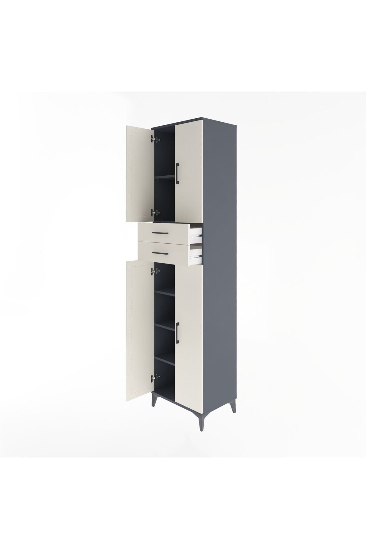 Hyperion Dolap 5 Raflı 2 Çekmeceli 4 Kapaklı 60x44x243 Antrasit-Aytaşı
