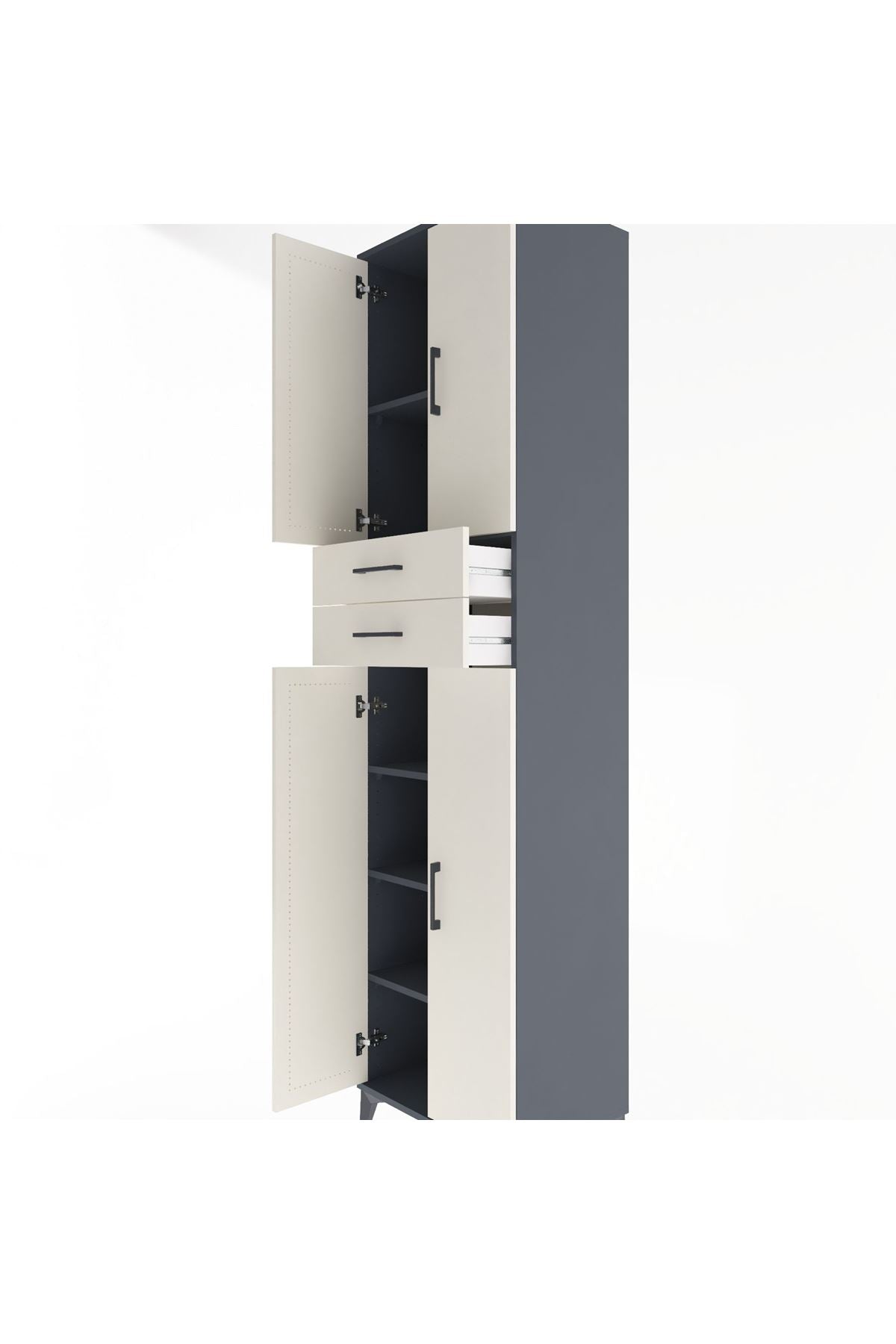 Hyperion Dolap 5 Raflı 2 Çekmeceli 4 Kapaklı 60x44x243 Antrasit-Aytaşı