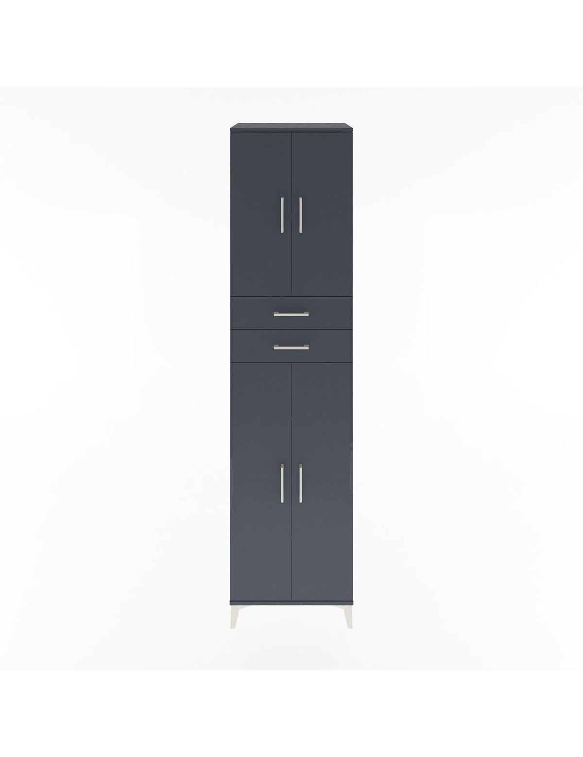 Hyperion Dolap 5 Raflı 2 Çekmeceli 4 Kapaklı 60x44x243 Antrasit-Antrasit