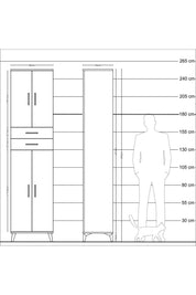 Hyperion Dolap 5 Raflı 2 Çekmeceli 4 Kapaklı 60x44x243 Antrasit-Aytaşı