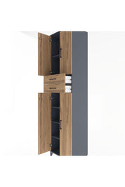 Hyperion Dolap 5 Raflı 2 Çekmeceli 4 Kapaklı 60x44x243 Antrasit-Çam