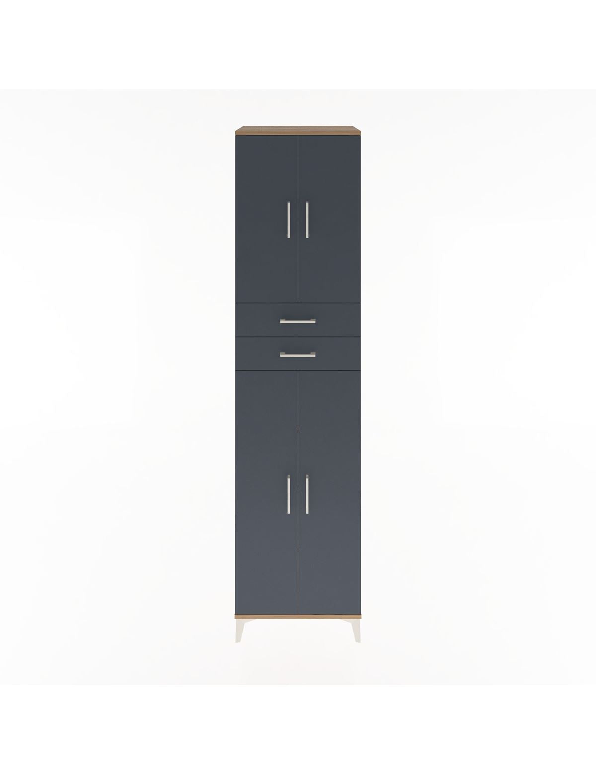 Hyperion Dolap 5 Raflı 2 Çekmeceli 4 Kapaklı 60x44x243 Çam-Antrasit