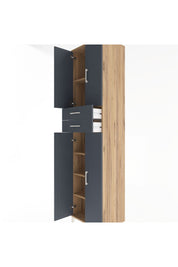 Hyperion Dolap 5 Raflı 2 Çekmeceli 4 Kapaklı 60x44x243 Çam-Antrasit