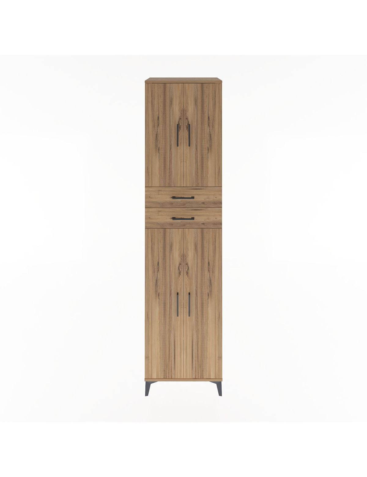 Hyperion Dolap 5 Raflı 2 Çekmeceli 4 Kapaklı 60x44x243 Çam-Çam