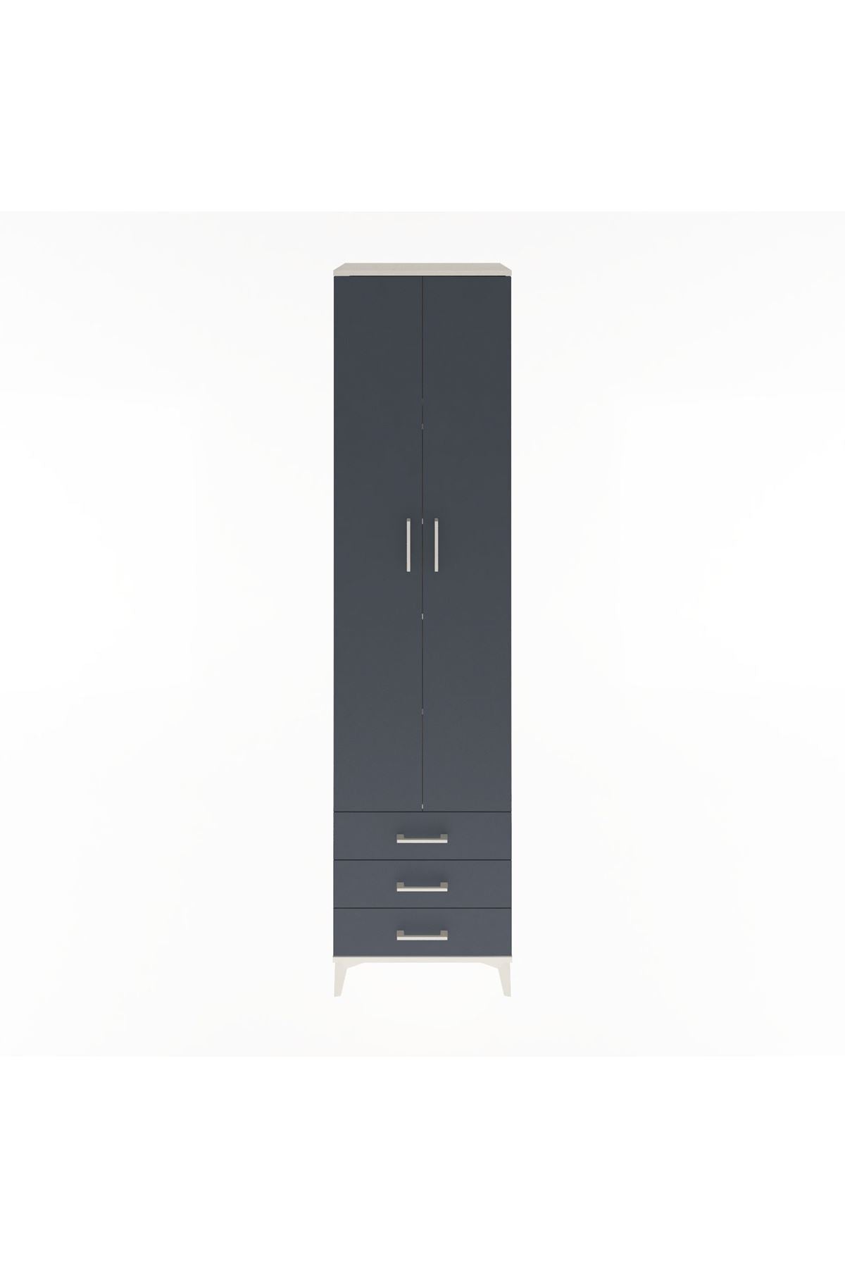 Hyperion Dolap 5 Raflı 3 Çekmeceli 2 Kapaklı 60x44x243 Aytaşı-Antrasit