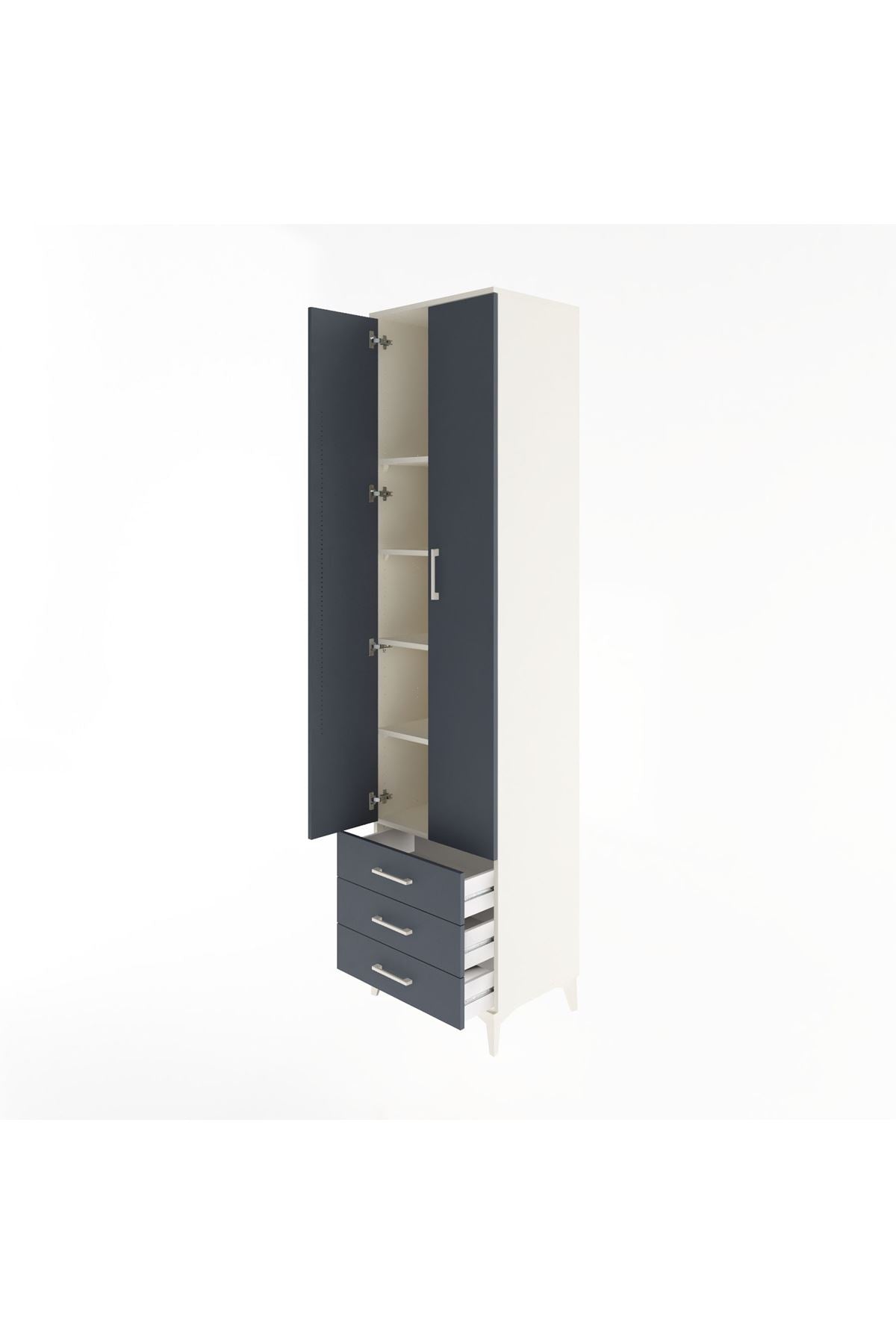 Hyperion Dolap 5 Raflı 3 Çekmeceli 2 Kapaklı 60x44x243 Aytaşı-Antrasit