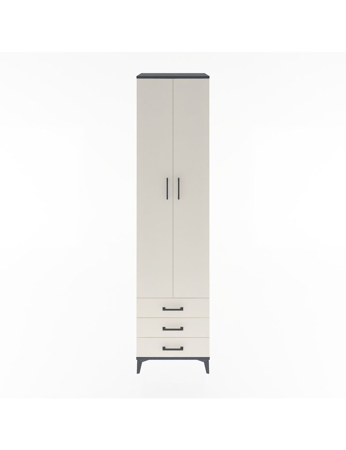 Hyperion Dolap 5 Raflı 3 Çekmeceli 2 Kapaklı 60x44x243 Antrasit-Aytaşı