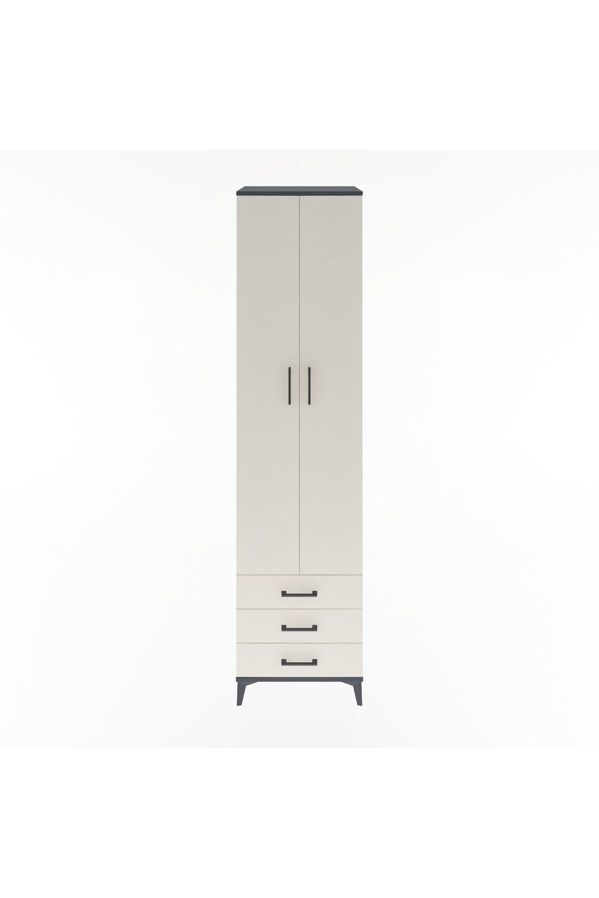 Hyperion Dolap 5 Raflı 3 Çekmeceli 2 Kapaklı 60x44x243 Antrasit-Aytaşı