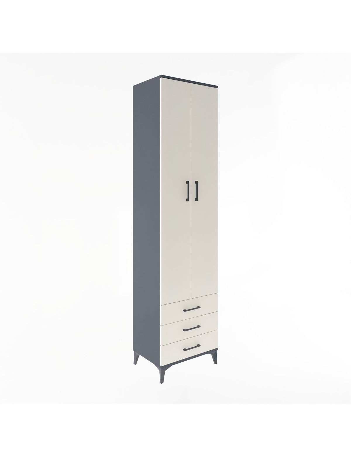 Hyperion Dolap 5 Raflı 3 Çekmeceli 2 Kapaklı 60x44x243 Antrasit-Aytaşı