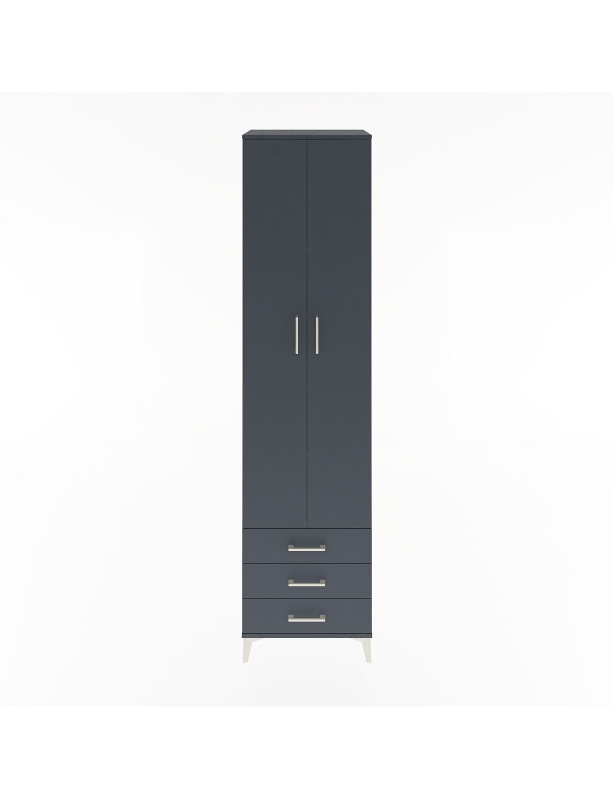 Hyperion Dolap 5 Raflı 3 Çekmeceli 2 Kapaklı 60x44x243 Antrasit-Antrasit