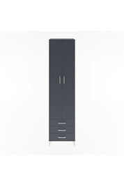 Hyperion Dolap 5 Raflı 3 Çekmeceli 2 Kapaklı 60x44x243 Antrasit-Antrasit