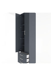 Hyperion Dolap 5 Raflı 3 Çekmeceli 2 Kapaklı 60x44x243 Antrasit-Antrasit