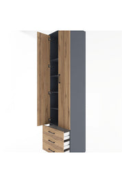 Hyperion Dolap 5 Raflı 3 Çekmeceli 2 Kapaklı 60x44x243 Antrasit-Çam
