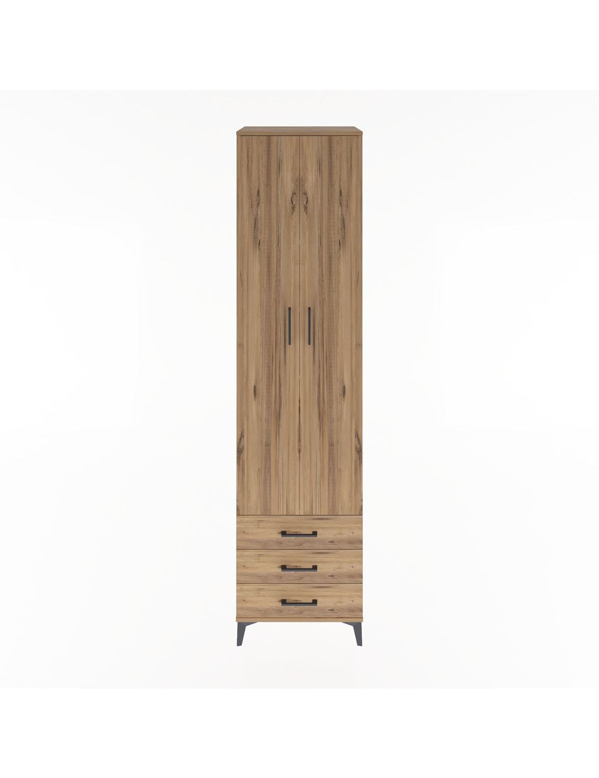 Hyperion Dolap 5 Raflı 3 Çekmeceli 2 Kapaklı 60x44x243 Çam-Çam