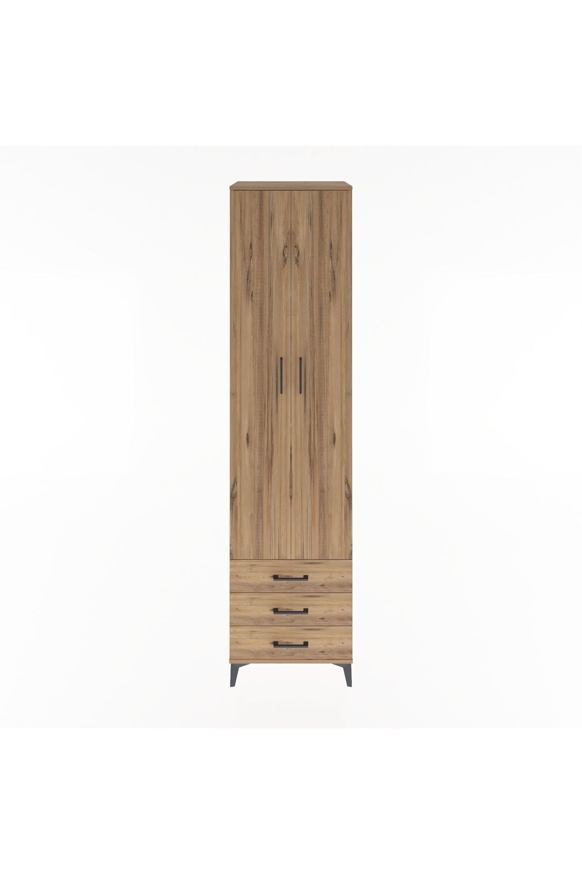 Hyperion Dolap 5 Raflı 3 Çekmeceli 2 Kapaklı 60x44x243 Çam-Çam