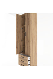 Hyperion Dolap 5 Raflı 3 Çekmeceli 2 Kapaklı 60x44x243 Çam-Çam