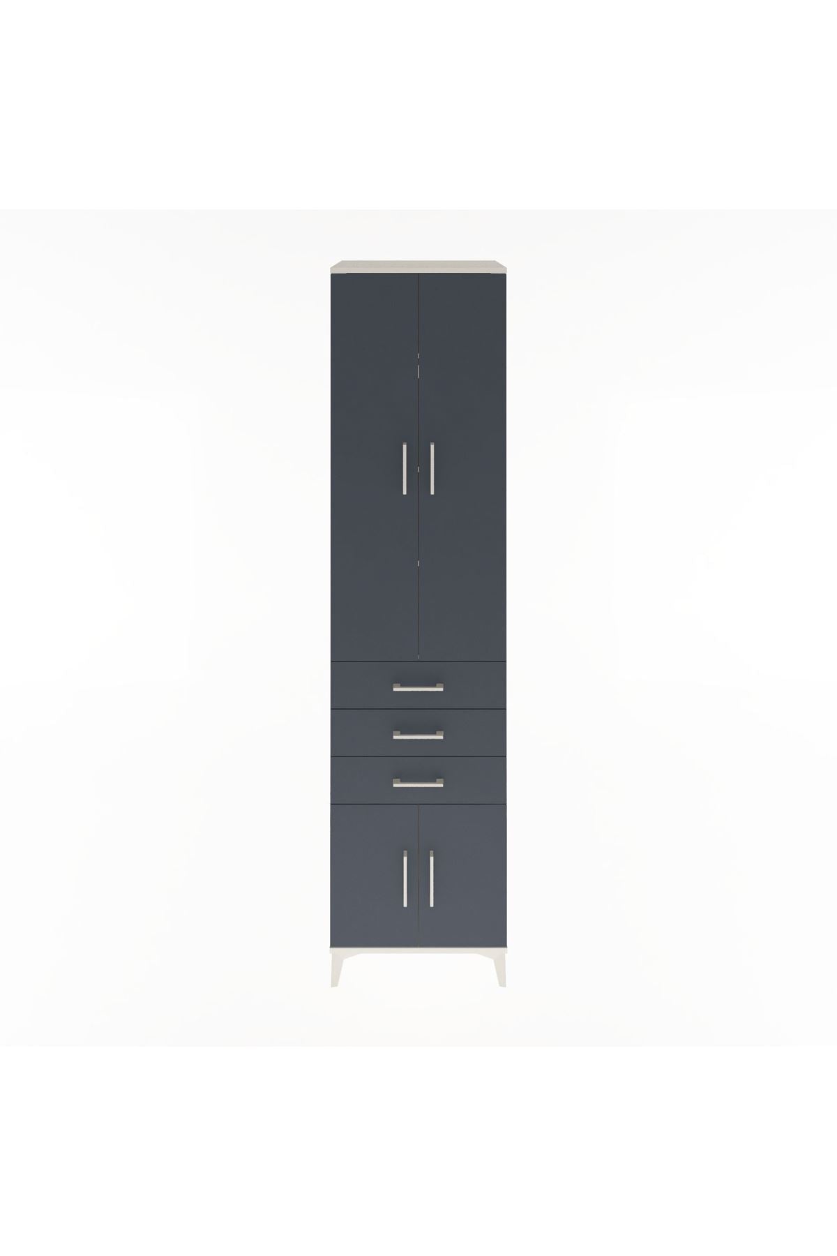 Hyperion Dolap 4 Raflı 3 Çekmeceli 4 Kapaklı 60x44x243 Aytaşı-Antrasit
