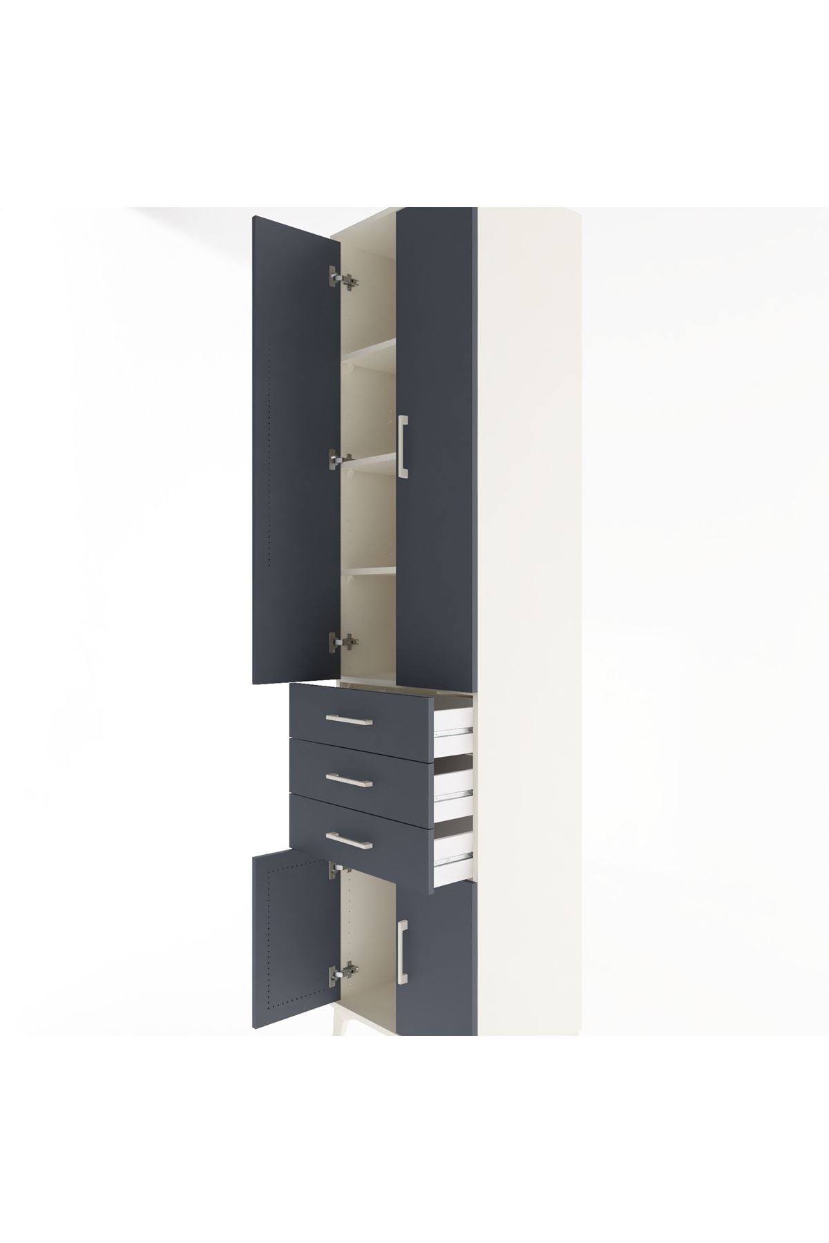 Hyperion Dolap 4 Raflı 3 Çekmeceli 4 Kapaklı 60x44x243 Aytaşı-Antrasit