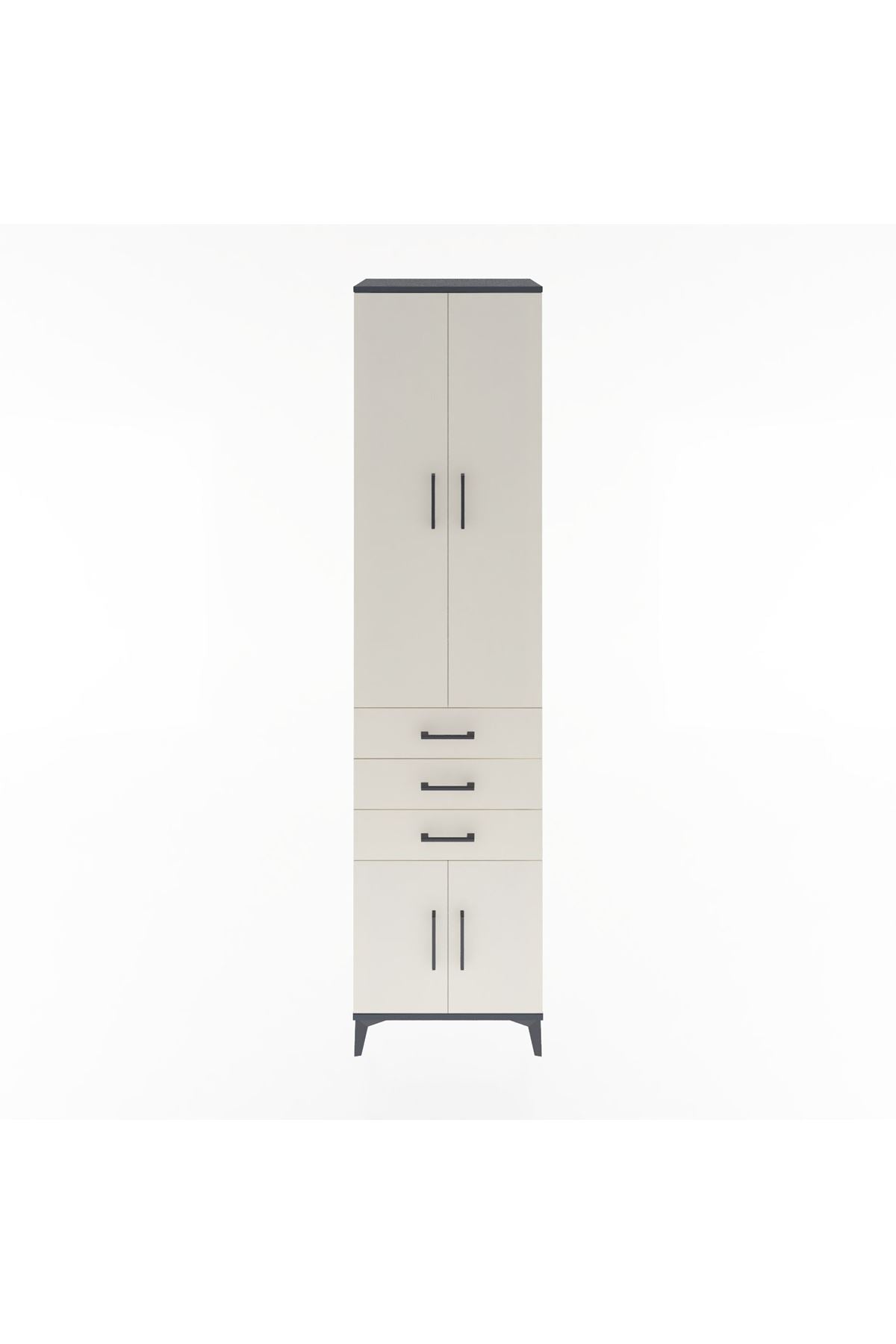 Hyperion Dolap 4 Raflı 3 Çekmeceli 4 Kapaklı 60x44x243 Antrasit-Aytaşı