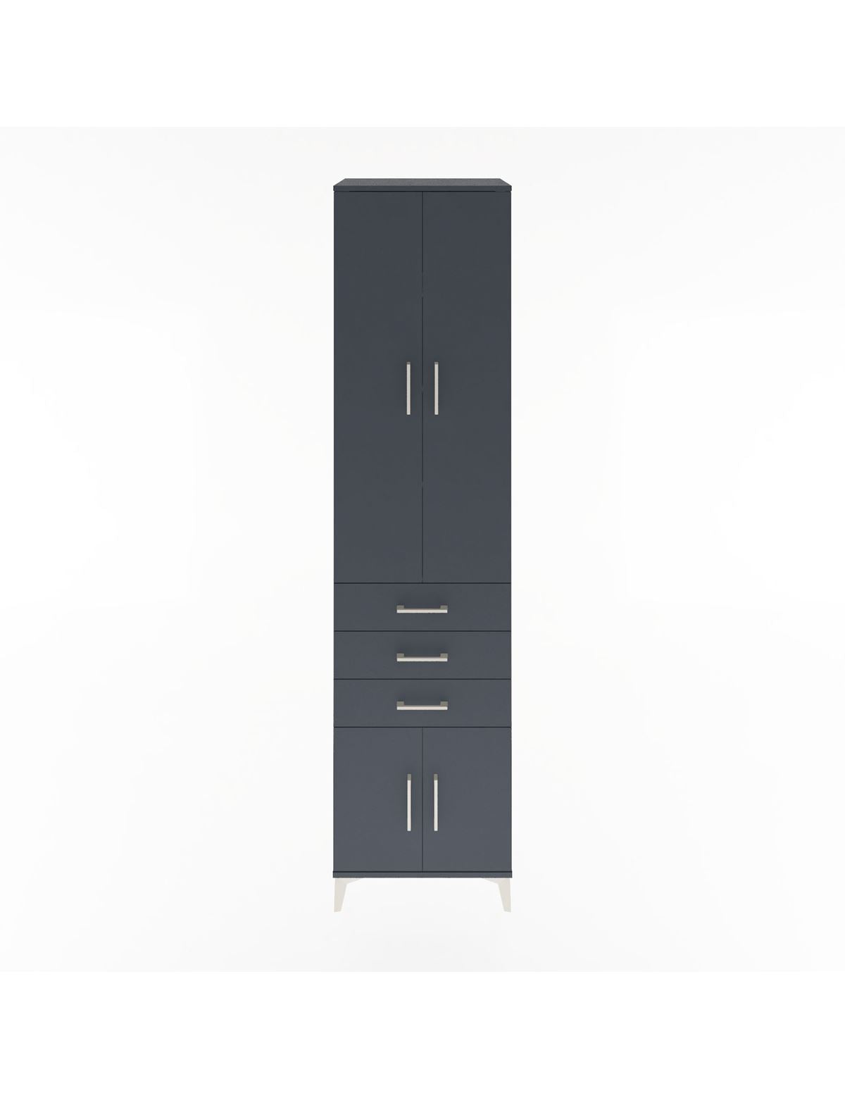 Hyperion Dolap 4 Raflı 3 Çekmeceli 4 Kapaklı 60x44x243 Antrasit-Antrasit