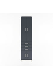 Hyperion Dolap 4 Raflı 3 Çekmeceli 4 Kapaklı 60x44x243 Antrasit-Antrasit