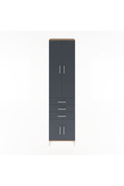 Hyperion Dolap 4 Raflı 3 Çekmeceli 4 Kapaklı 60x44x243 Çam-Antrasit
