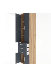 Hyperion Dolap 4 Raflı 3 Çekmeceli 4 Kapaklı 60x44x243 Çam-Antrasit