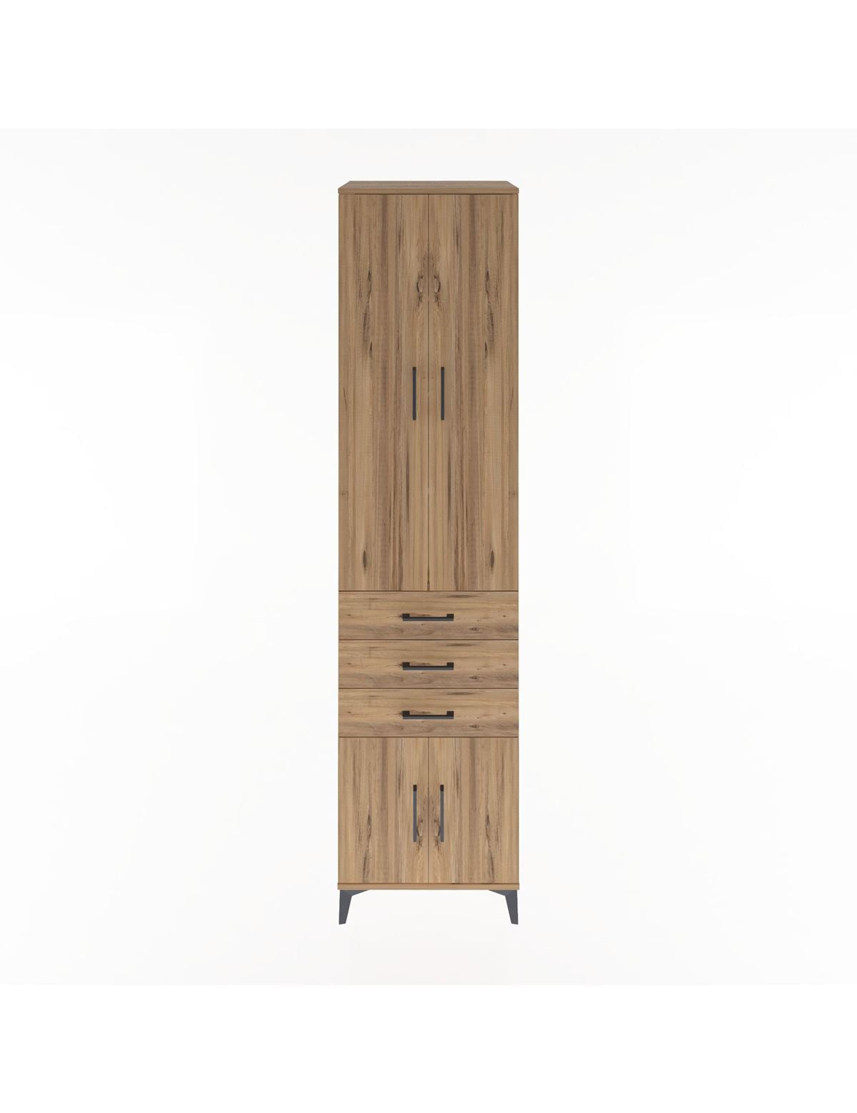 Hyperion Dolap 4 Raflı 3 Çekmeceli 4 Kapaklı 60x44x243 Çam-Çam