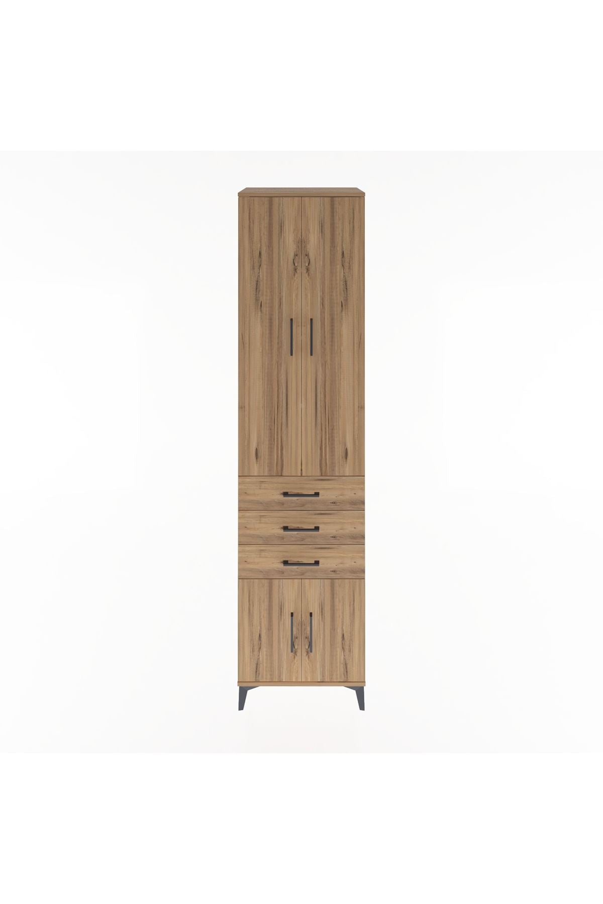 Hyperion Dolap 4 Raflı 3 Çekmeceli 4 Kapaklı 60x44x243 Çam-Çam