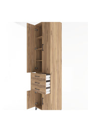 Hyperion Dolap 4 Raflı 3 Çekmeceli 4 Kapaklı 60x44x243 Çam-Çam
