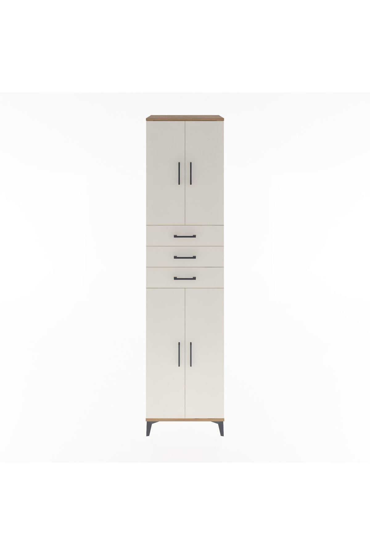 Hyperion Dolap 5 Raflı 3 Çekmeceli 4 Kapaklı 60x44x243 Çam-Aytaşı