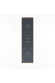 Hyperion Dolap 5 Raflı 3 Çekmeceli 4 Kapaklı 60x44x243 Çam-Antrasit