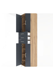 Hyperion Dolap 5 Raflı 3 Çekmeceli 4 Kapaklı 60x44x243 Çam-Antrasit