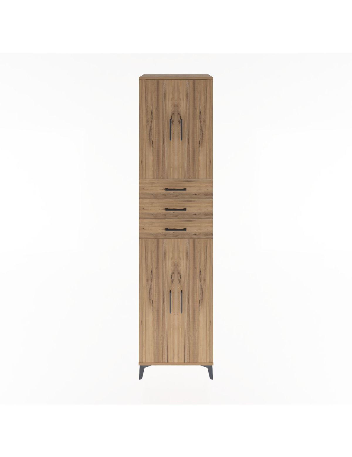 Hyperion Dolap 5 Raflı 3 Çekmeceli 4 Kapaklı 60x44x243 Çam-Çam