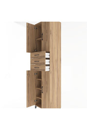 Hyperion Dolap 5 Raflı 3 Çekmeceli 4 Kapaklı 60x44x243 Çam-Çam