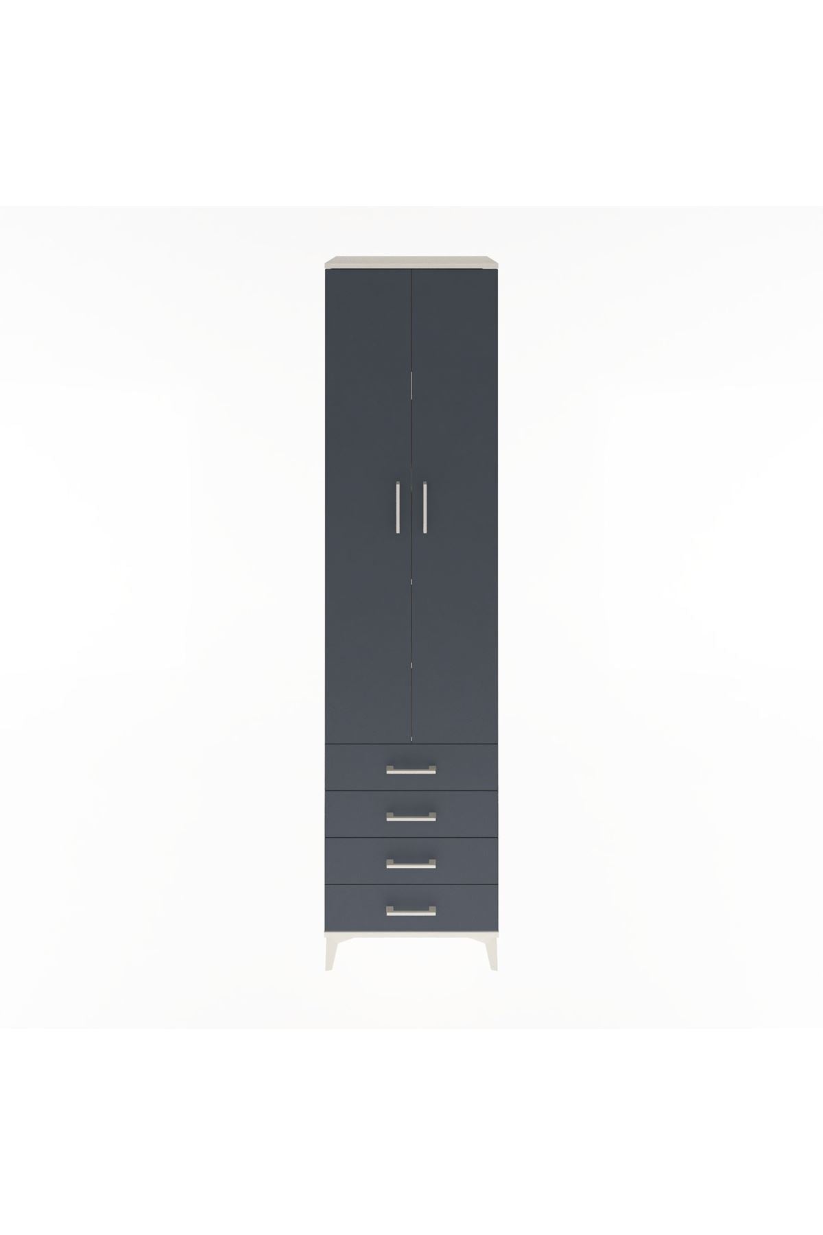 Hyperion Dolap 5 Raflı 4 Çekmeceli 2 Kapaklı 60x44x243 Aytaşı-Antrasit
