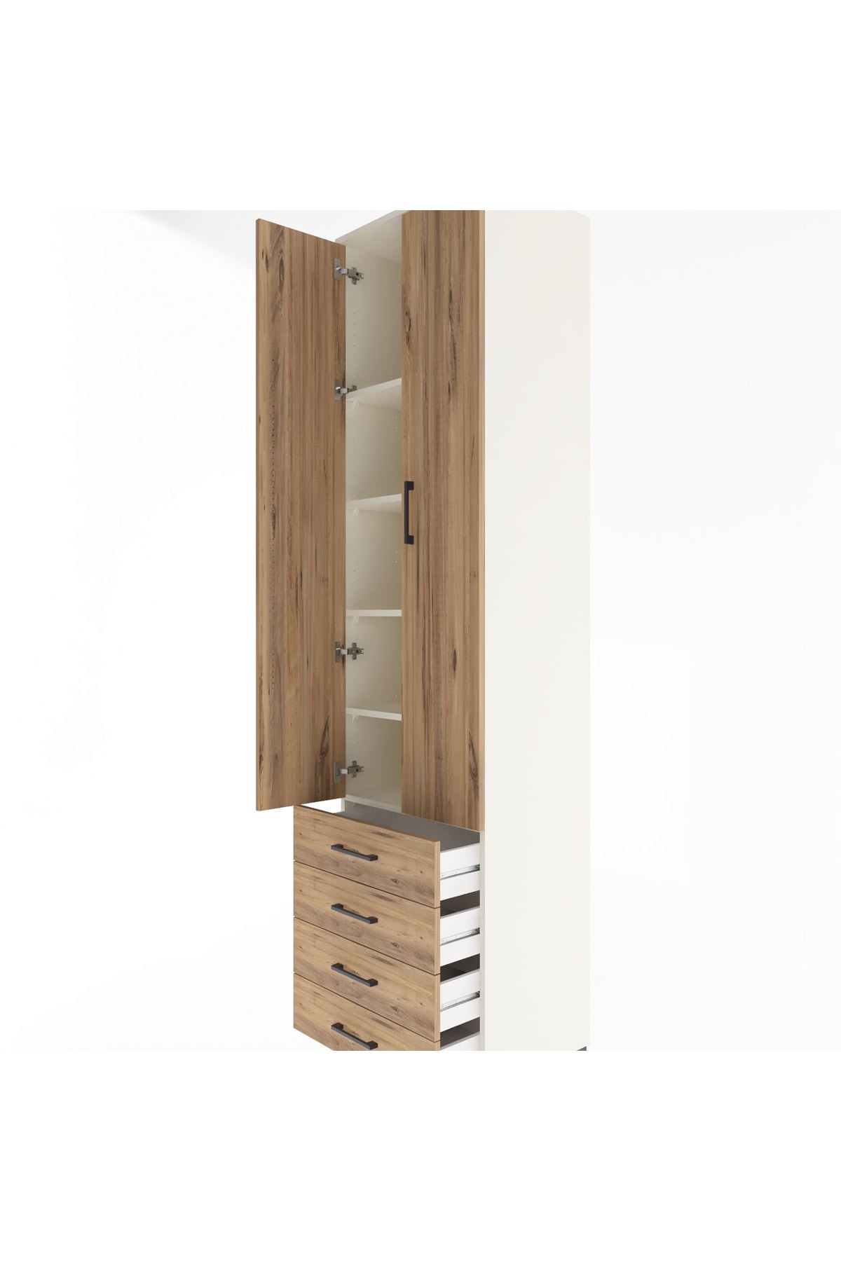 Hyperion Dolap 5 Raflı 4 Çekmeceli 2 Kapaklı 60x44x243 Aytaşı-Çam