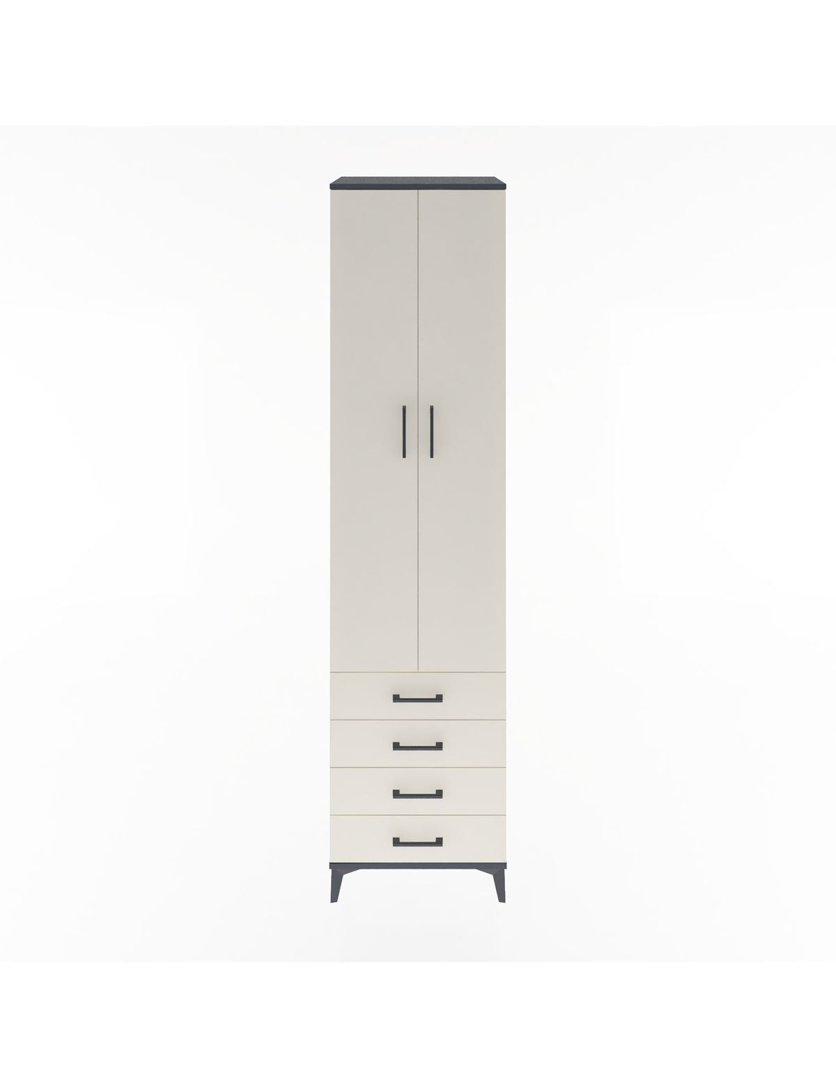 Hyperion Dolap 5 Raflı 4 Çekmeceli 2 Kapaklı 60x44x243 Antrasit-Aytaşı